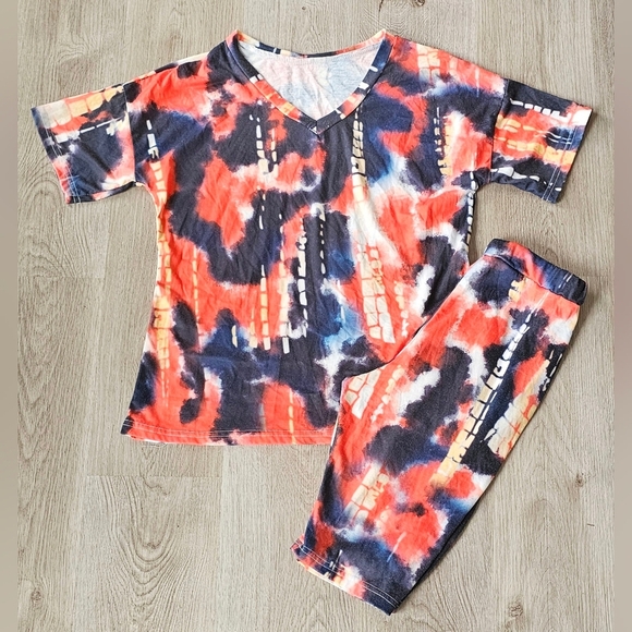 Medium Vibrant Orange Tie-Dye Two-Piece Set - Picture 3 of 5